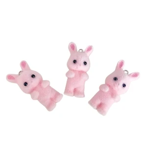 ZAW40 Zawieszka duża KRÓLIK Bunny Króliczek puszysty 1szt różowy futerko