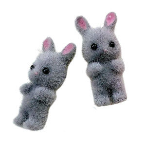 ZAW41 Zawieszka duża KRÓLIK Bunny Króliczek puszysty 1szt szary futerko