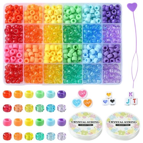 DUŻY Zestaw koralików akrylowych pony kandi i literek do bransoletek