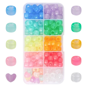 KOP64 Zestaw koralików kandi oponki akryl 9mm pony beads pastelowe 200szt