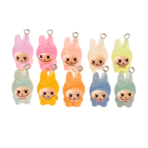 ZAW43 Zawieszka akrylowa Labubu królik BUNNY świeci w nocy 5szt