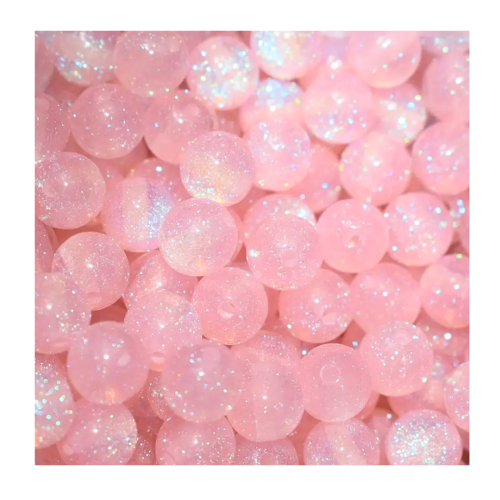 Koraliki Galaxy mieniące gwiezdny pył OPALIZUJĄCE różowe 10mm