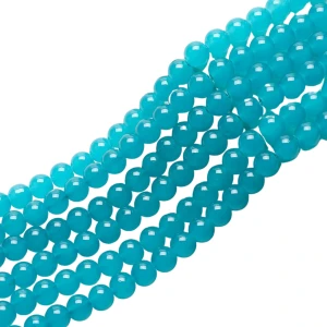 OP1 Koraliki szklane opalizujące pastelowe Opallo 8mm 20szt turkusowe 