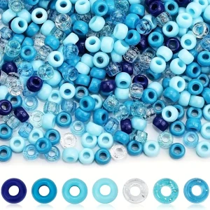 KOP66 Koraliki oponki akryl 9mm kandi pony bead niebieski miks 20szt