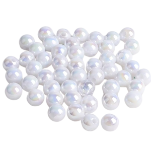 KOK83 Koraliki kulki kule BIAŁE OPALIZUJĄCE efekt syrenki 8mm bransoletki 20szt