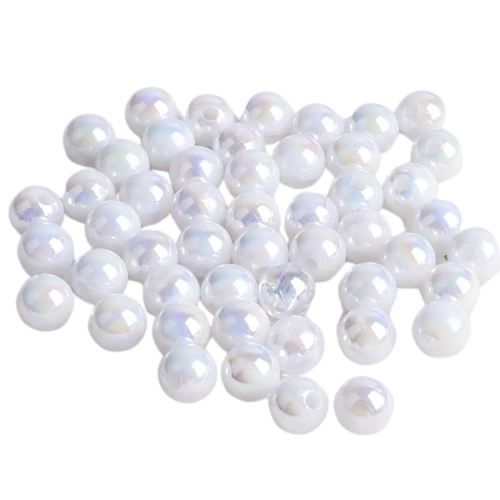 Koraliki kulki kule BIAŁE OPALIZUJĄCE efekt syrenki 8mm bransoletki