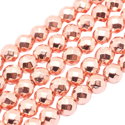 Kamień HEMATYT koraliki fasetowane galwanizowane na różowe złoto PRZEKŁADKA 3mm