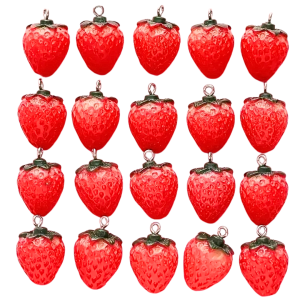 ZAW52 Zawieszka XL akrylowa TRUSKAWKA do bransoletek 1szt owoc kawaii