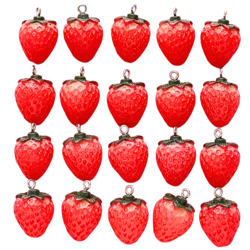 Zawieszka XL akrylowa TRUSKAWKA do bransoletek 1szt owoc kawaii