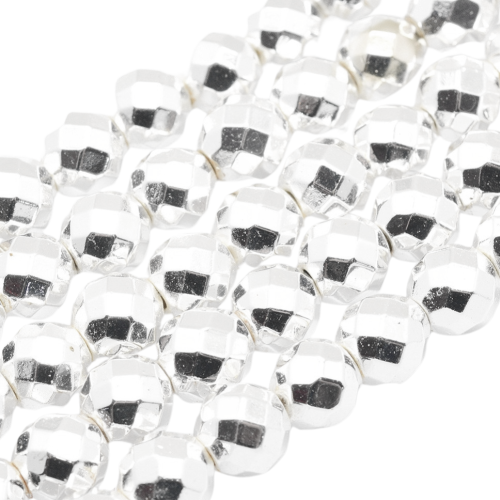 Kamień HEMATYT koraliki fasetowane galwanizowane na srebro PRZEKŁADKA 3mm