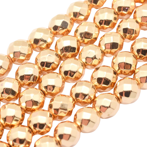 Kamień HEMATYT koraliki fasetowane galwanizowane na złoto PRZEKŁADKA 3mm