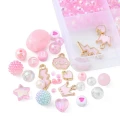 Duży zestaw koralików akrylowych PINK KAWAII RÓŻOWY do biżuterii