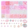 Duży zestaw koralików akrylowych PINK KAWAII RÓŻOWY do biżuterii