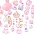 Duży zestaw koralików akrylowych PINK KAWAII RÓŻOWY do biżuterii
