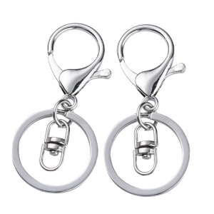 KAR8 Karabinek karabińczyk brelok przedłużka obrotowa 2szt srebrny kolor