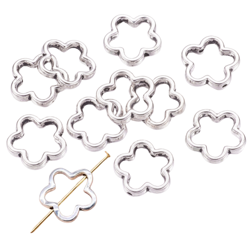 Zawieszki charm przekładka metalowa ramka KWIATEK na KORALIK 5szt