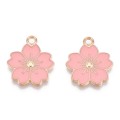 Zawieszki charm metalowe kwiat KWIATEK różowy do bransoletek