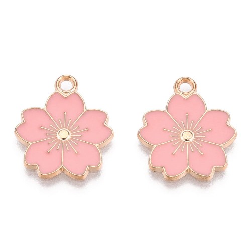 Zawieszki charm metalowe kwiat KWIATEK różowy do bransoletek
