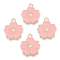 Zawieszki charm metalowe kwiat KWIATEK różowy do bransoletek