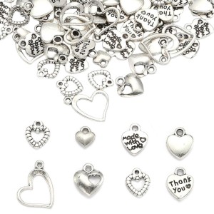 ZAW60 Zawieszki MIX metalowe serce SERDUSZKA do bransoletek breloków 10szt