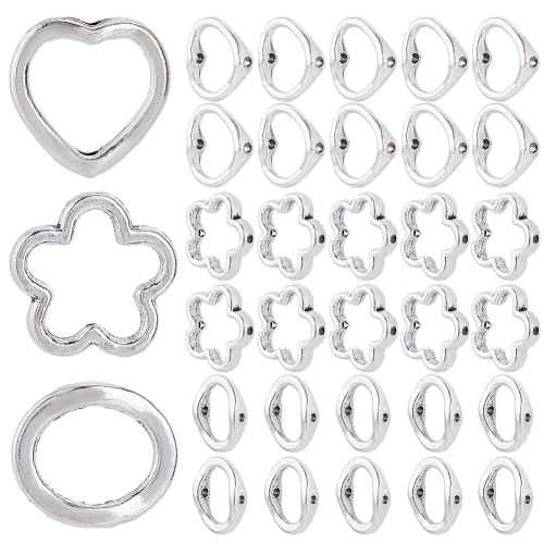 Zestaw zawieszki ramki metalowe na koraliki serca kwiatuszki owal 120szt