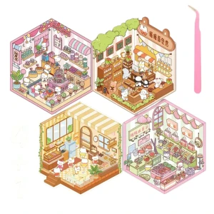 S3D82 Naklejki 3D DIY z TIKTOK roombox zestaw 4 pakiety SKLEPY sklepik 