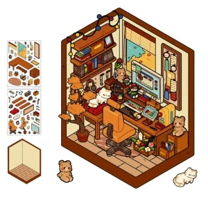 S3D88 Naklejki 3D DIY z Tiktoka Roombox POKOIK ucznia student 