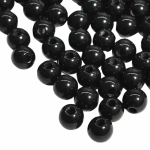 KOK93 Koraliki kulki kule CZARNE okrągłe 8mm bransoletki 50szt