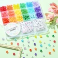 Zestaw koralików akrylowych pony kandi i literek do bransoletek + żyłka