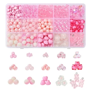 KLZ67 Zestaw PINK cutecore kawaii koraliki akrylowe RÓŻOWY do biżuterii 630szt