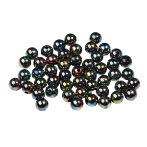 KOK96 Koraliki kulki kule CZARNE AB efekt syrenki 8mm bransoletki 20szt