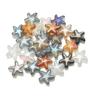 KSZ21 Koraliki szklane galwanizowane opalizujące MORSKIE OCEAN rozgwiazda 10szt miks