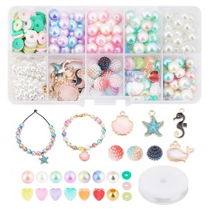 KLZ72 Zestaw SYRENKA ombre koraliki perełki zawieszki do bransoletek 400szt
