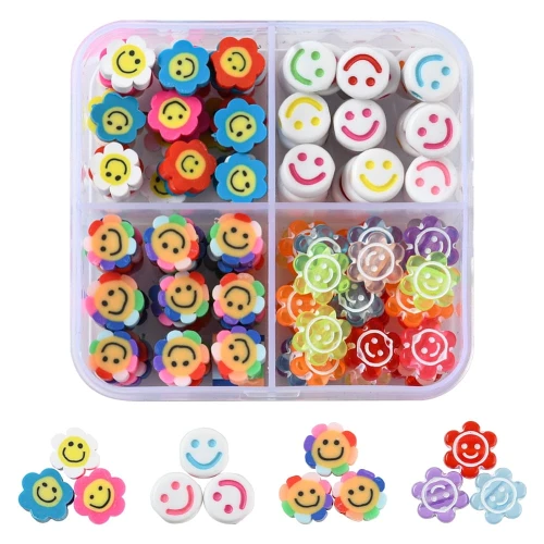 Zestaw EMOTKA smile koraliki uśmiechnięta buzia do bransoletek