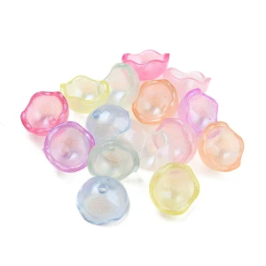 KOK97 Koraliki zawieszka MEDUZA kielich 16mm opalizujące brokatowe FLUO 10szt