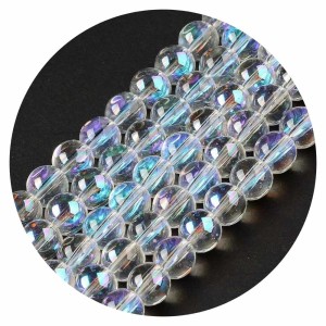 KSZ22 Koraliki kule szklane mocno opalizujące przezroczyste aurora 8mm 20szt 