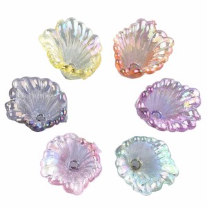 KOK98 Koraliki akrylowe MUSZLA muszelka MIX kolorowe opalizujące 20szt