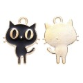 Zawieszki metalowe kot kotek czarny emalia do bransoletek