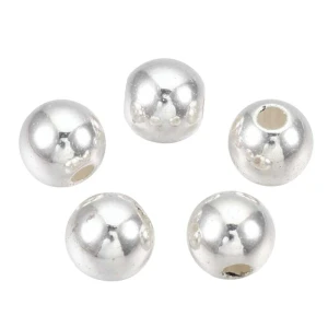 KP1 Koraliki przekładki srebrne powlekane kule kulki 8mm ABS gładkie 30szt