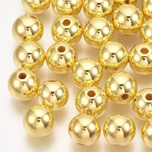 KP2 Koraliki przekładki złote powlekane kule kulki 8mm ABS gładkie 30szt