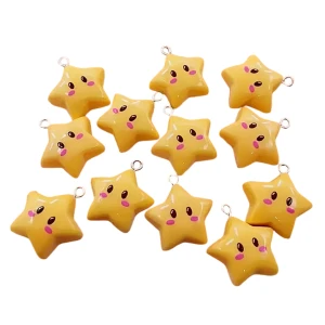ZAW84 Zawieszki akrylowe z żywicy GWIAZDKA gwiazdki KAWAII żółte minka 3szt