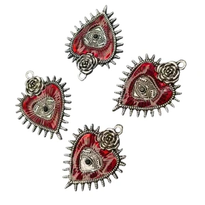 ZAW85 Zawieszka metalowa emaliowana SERCE gotyk róża oko boho vintage 1szt