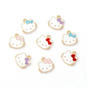 ZAW87 Zawieszki metalowe Hello Kitty kotek do bransoletek 4szt
