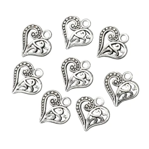 ZAW90 Zawieszki charm metalowe SERCE serduszko ażur SERDUSZKA do bransoletek 5szt