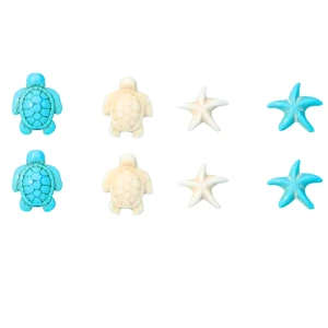 HOW4 Koraliki HOWLIT z howlitu morskie ocean miks żółw rozgwiazda 8szt