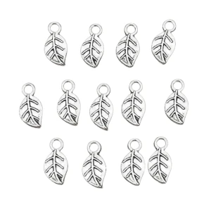 ZAW95 Zawieszki charm metalowe listek liście listki do bransoletek 10szt