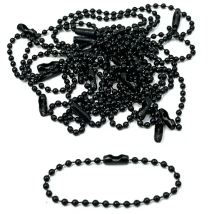 Łańcuszek kulkowy z zapięciem 2mm 10cm 10szt czarny do biżuterii metek