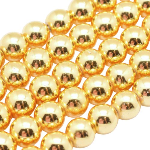 Kamień HEMATYT koraliki galwanizowane na złoto PRZEKŁADKA gładkie 3mm