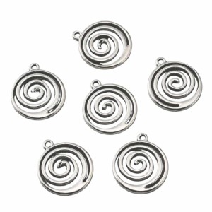 ZAW104 Zawieszki metalowe ŚLIMAK SPIRALA WIR 17mm stare srebro 5szt