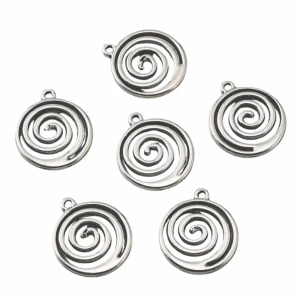 ZAW104 Zawieszki metalowe ŚLIMAK SPIRALA WIR 17mm stare srebro 5szt